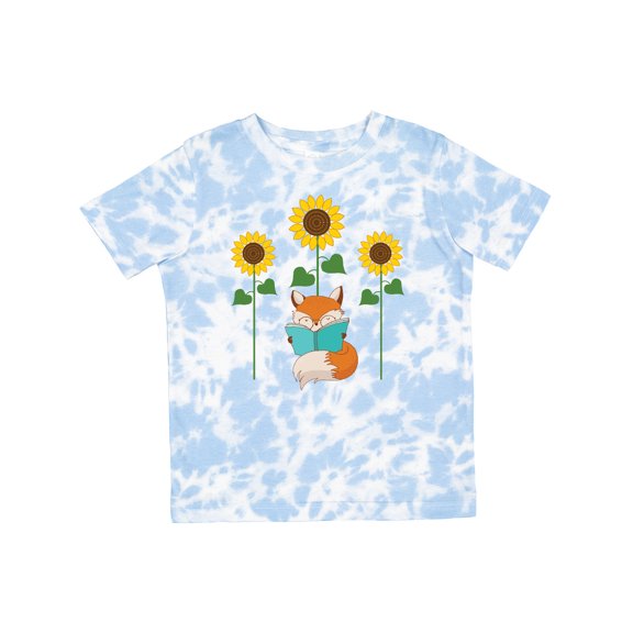 Inktastic Reading Book Lover Sunflower Fox Boys or Girls Toddler T-Shirt