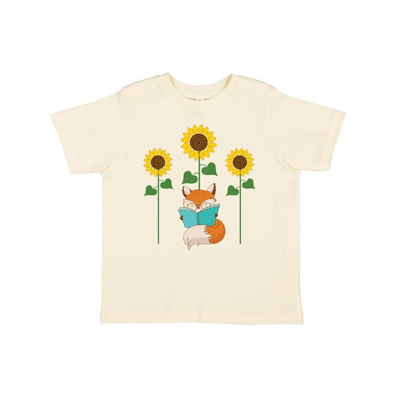 Inktastic Reading Book Lover Sunflower Fox Boys or Girls Toddler T-Shirt