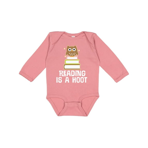 Inktastic Reading Is A Hoot Librarian Gift Girls Long Sleeve Baby Bodysuit