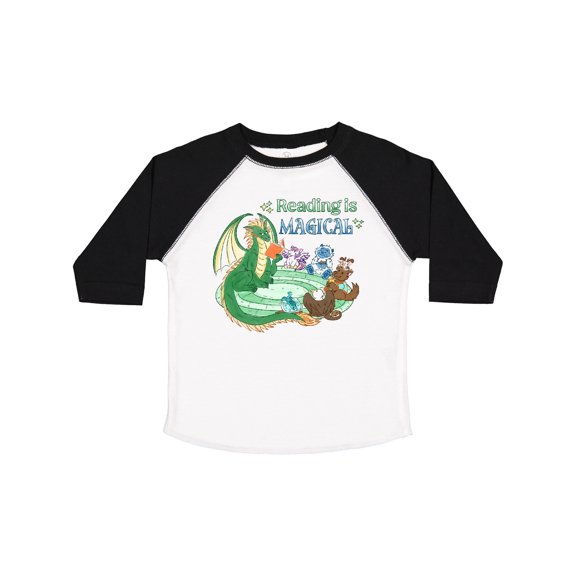 Inktastic Reading is Magical Dragon Green Dragon with Book Boys or Girls Toddler T-Shirt