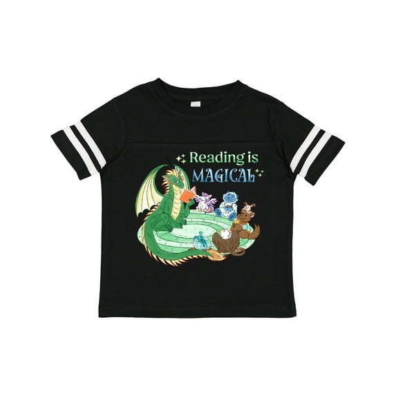 Inktastic Reading is Magical Dragon Green Dragon with Book Boys or Girls Toddler T-Shirt