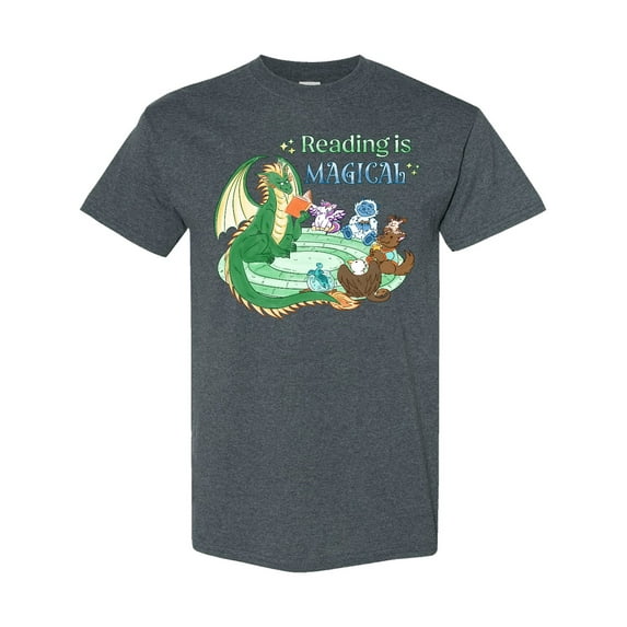 Inktastic Reading is Magical Dragon Green Dragon with Book T-Shirt