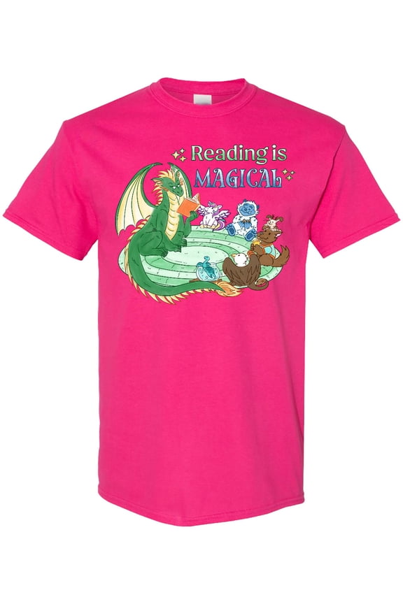 Reading is Magical Dragon Green Dragon with Book T-Shirt