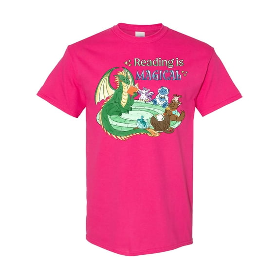 Inktastic Reading is Magical Dragon Green Dragon with Book T-Shirt