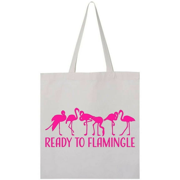 Inktastic Ready to Flamingle- Pink Flock of Flamingos Tote Bag