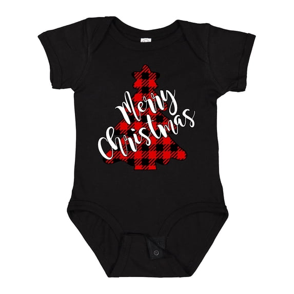 Inktastic Red Buffalo Plaid Christmas Tree Boys or Girls Baby Bodysuit