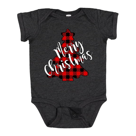 Inktastic Red Buffalo Plaid Christmas Tree Boys or Girls Baby Bodysuit