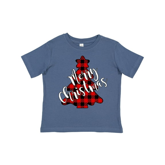 Inktastic Red Buffalo Plaid Christmas Tree Boys or Girls Toddler T-Shirt