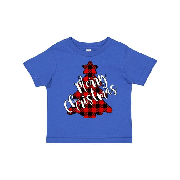 Inktastic Red Buffalo Plaid Christmas Tree Boys or Girls Toddler T-Shirt