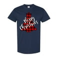 thumbnail image 1 of Inktastic Red Buffalo Plaid Christmas Tree T-Shirt, 1 of 5