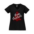 thumbnail image 1 of Inktastic Red Buffalo Plaid Christmas Tree Women's Plus Size V-Neck T-Shirt, 1 of 5