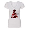 thumbnail image 1 of Inktastic Red Buffalo Plaid Christmas Tree Women's V-Neck T-Shirt, 1 of 5