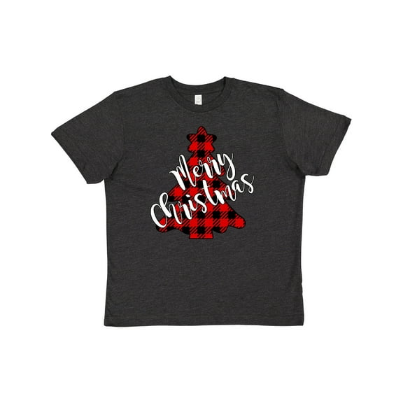 Inktastic Red Buffalo Plaid Christmas Tree Youth T-Shirt