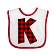 thumbnail image 1 of Inktastic Red Buffalo Plaid Initial K Boys or Girls Baby Bib, 1 of 4