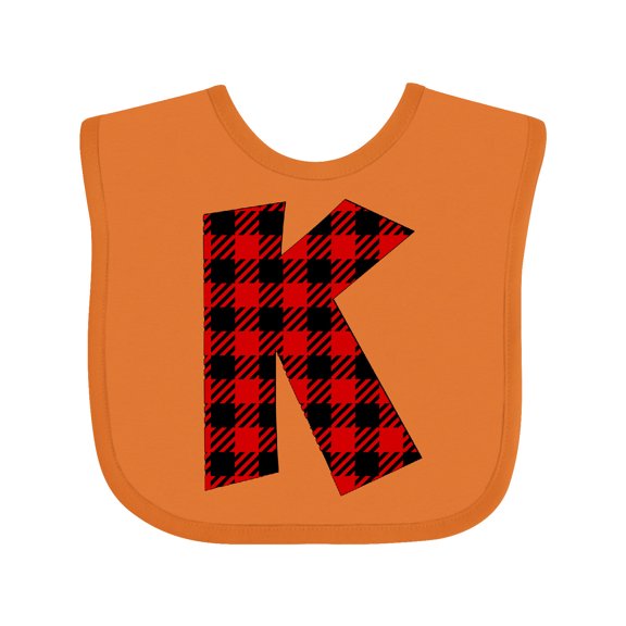 Inktastic Red Buffalo Plaid Initial K Boys or Girls Baby Bib