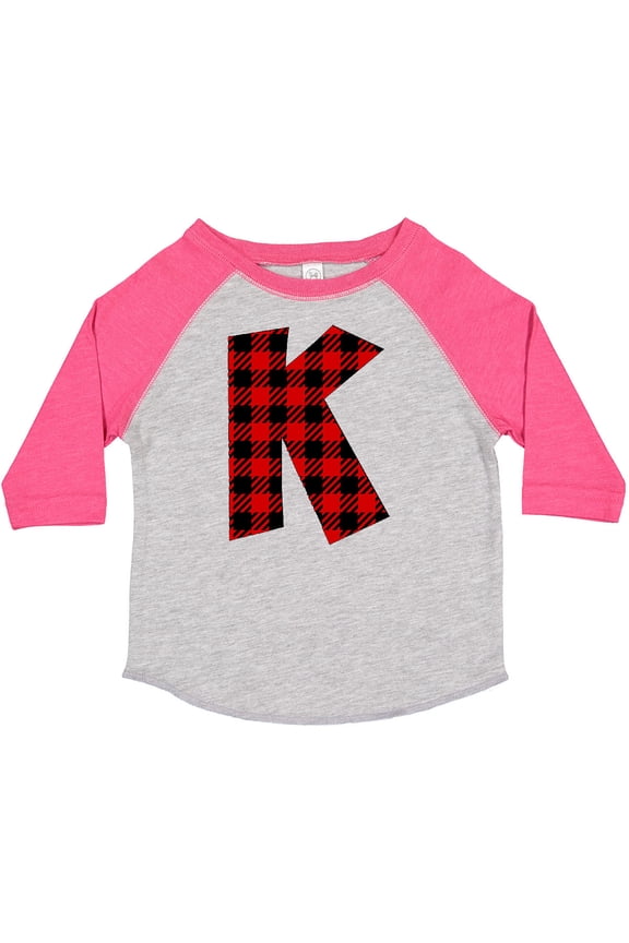 Red Buffalo Plaid Initial K Boys or Girls Toddler T-Shirt