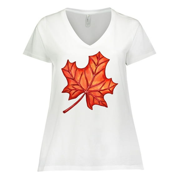 Inktastic Red Canadian Maple Leaf Women's Plus Size V-Neck T-Shirt