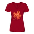 thumbnail image 1 of Inktastic Red Canadian Maple Leaf Women's V-Neck T-Shirt, 1 of 5