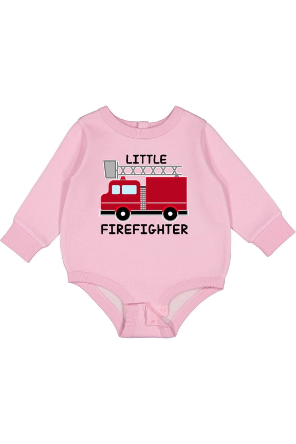 Red Fire Little Firefighter Baby Fleece Bodysuit