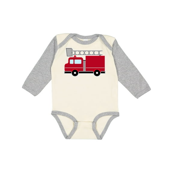 Inktastic Red Firefighter Fire Truck Boys or Girls Long Sleeve Baby Bodysuit
