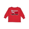 thumbnail image 1 of Inktastic Red Firefighter Fire Truck Boys or Girls Long Sleeve Toddler T-Shirt, 1 of 5