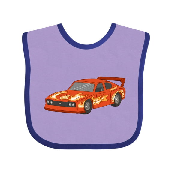 Inktastic Red Flames Race Car Boys or Girls Baby Bib