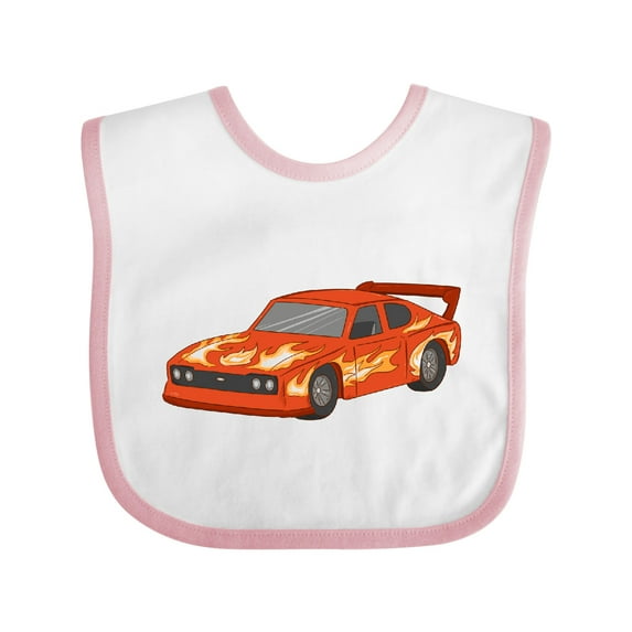 Inktastic Red Flames Race Car Boys or Girls Baby Bib