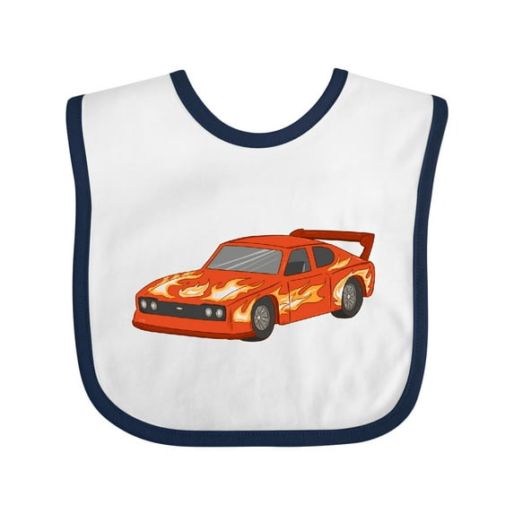 Inktastic Red Flames Race Car Boys or Girls Baby Bib