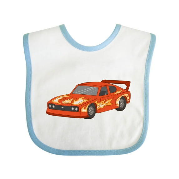 Inktastic Red Flames Race Car Boys or Girls Baby Bib