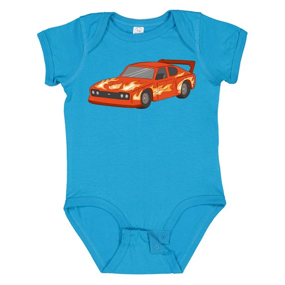 Inktastic Red Flames Race Car Boys or Girls Baby Bodysuit