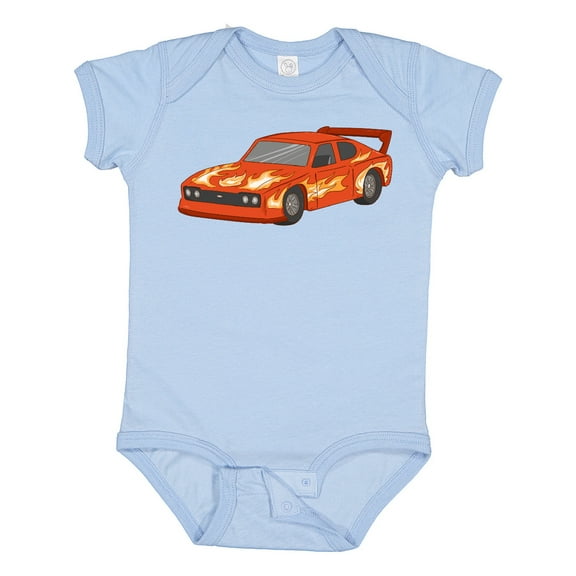 Inktastic Red Flames Race Car Boys or Girls Baby Bodysuit