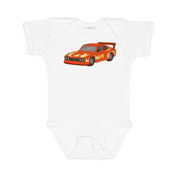 Inktastic Red Flames Race Car Boys or Girls Baby Bodysuit