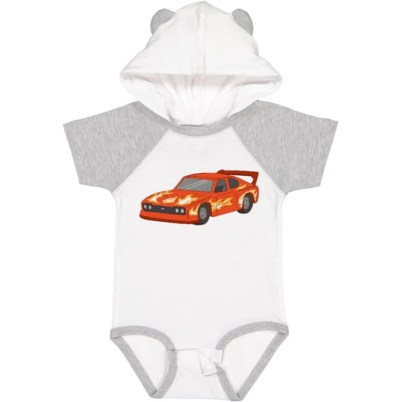 Inktastic Red Flames Race Car Boys or Girls Baby Bodysuit
