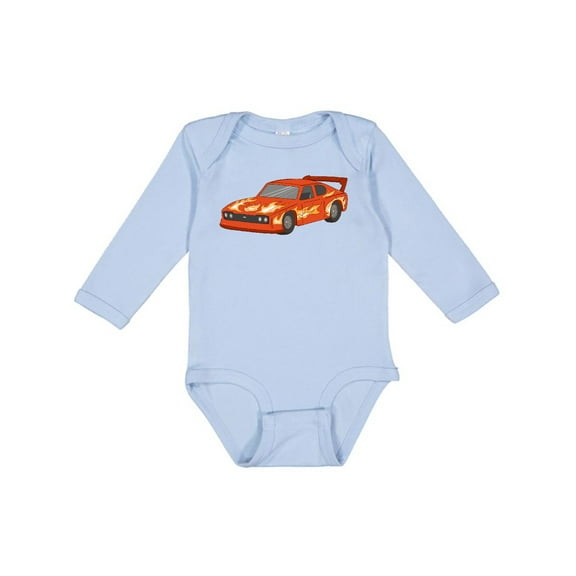 Inktastic Red Flames Race Car Boys or Girls Long Sleeve Baby Bodysuit