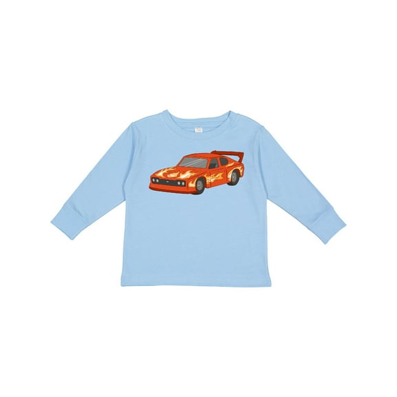 Inktastic Red Flames Race Car Boys or Girls Long Sleeve Toddler T-Shirt