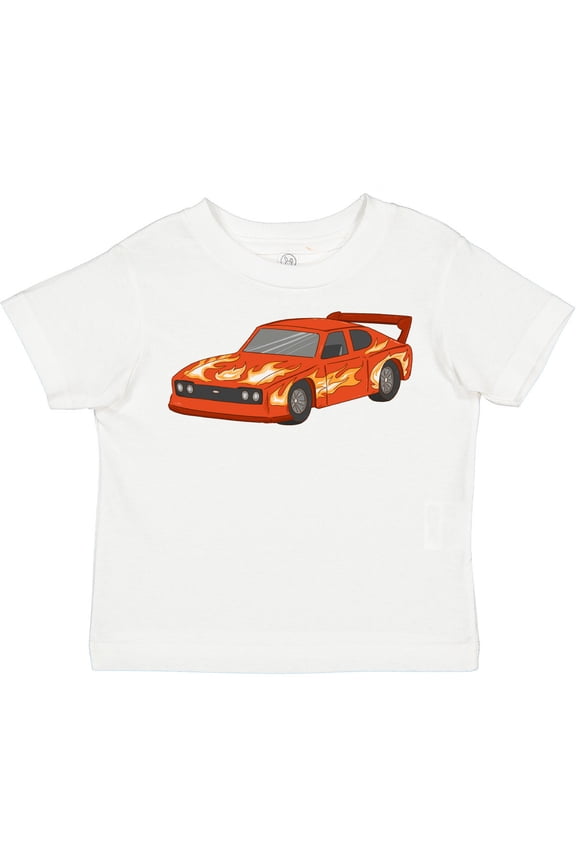 Red Flames Race Car Boys or Girls Toddler T-Shirt