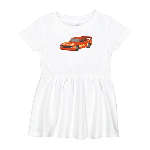 Inktastic Red Flames Race Car Girls Baby Dress