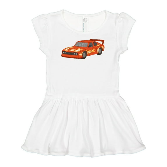 Inktastic Red Flames Race Car Girls Baby Dress