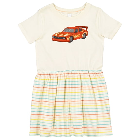 Inktastic Red Flames Race Car Girls Toddler Dress