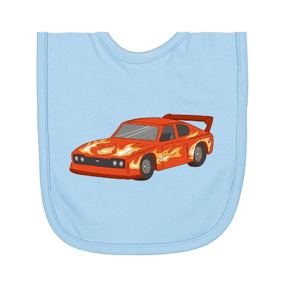 Inktastic Red Flames Race Car Newborn Bib