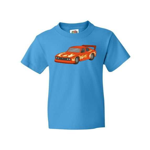 Inktastic Red Flames Race Car Youth T-Shirt