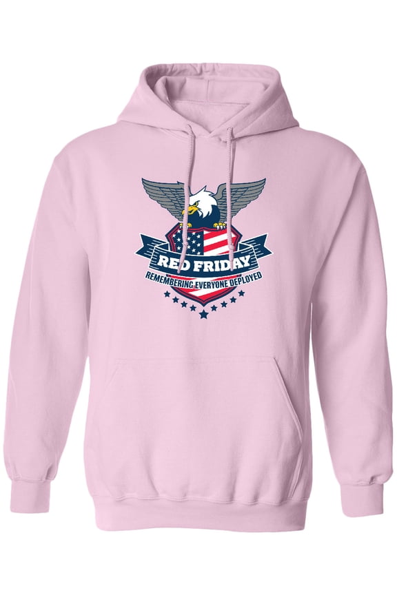 Red Friday Remembering Everyone Deployed with Eagle and Shield Adult Hoodie Sweatshirt