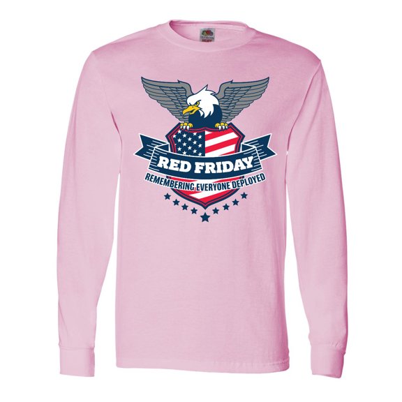 Inktastic Red Friday Remembering Everyone Deployed with Eagle and Shield Long Sleeve T-Shirt