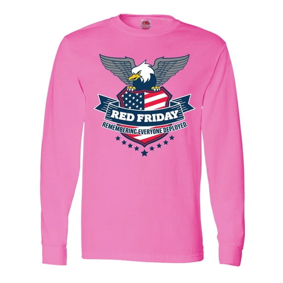 Inktastic Red Friday Remembering Everyone Deployed with Eagle and Shield Long Sleeve T-Shirt