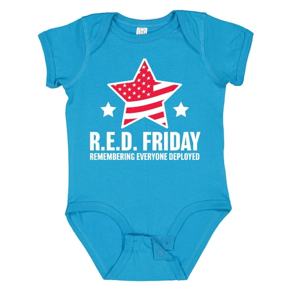 Inktastic Red Friday Remembering Everyone Deployed with Red American Flag Boys or Girls Baby Bodysuit