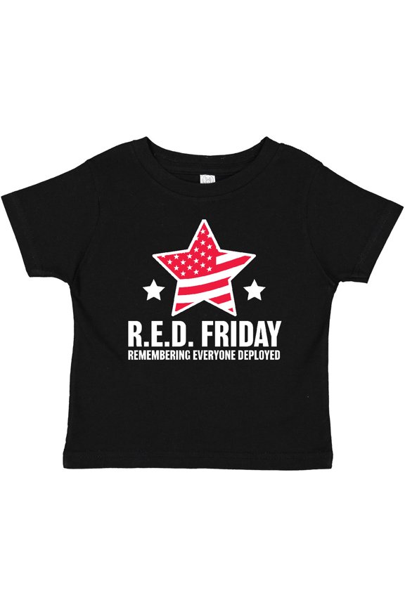 Red Friday Remembering Everyone Deployed with Red American Flag Boys or Girls Baby T-Shirt