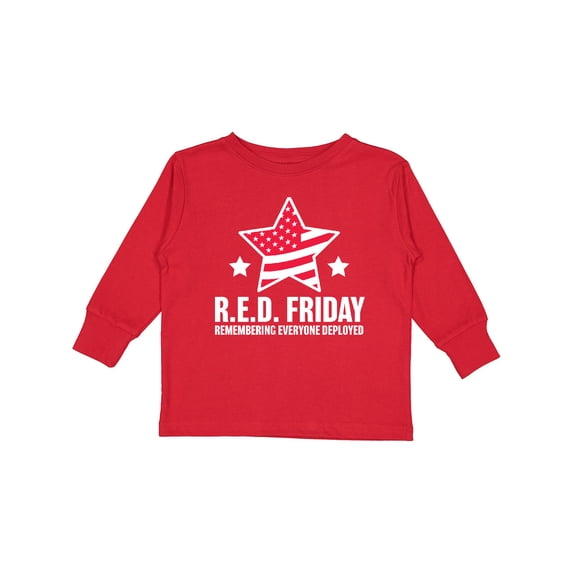 Inktastic Red Friday Remembering Everyone Deployed with Red American Flag Boys or Girls Long Sleeve Toddler T-Shirt
