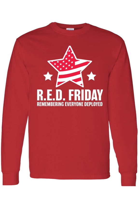 Red Friday Remembering Everyone Deployed with Red American Flag Long Sleeve T-Shirt