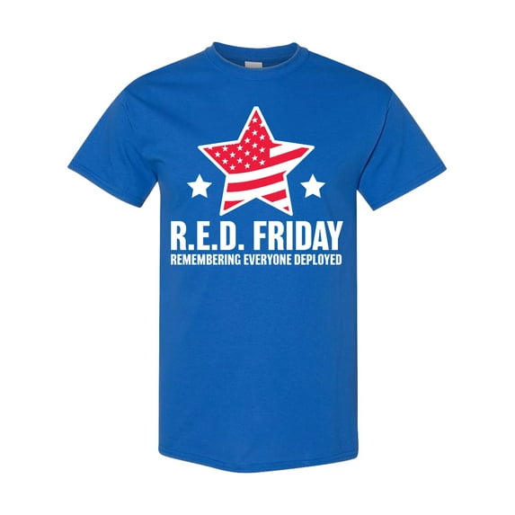 Inktastic Red Friday Remembering Everyone Deployed with Red American Flag T-Shirt