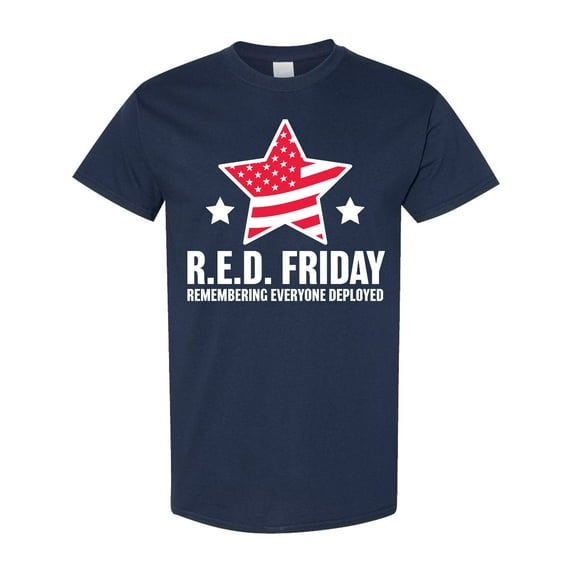 Inktastic Red Friday Remembering Everyone Deployed with Red American Flag T-Shirt